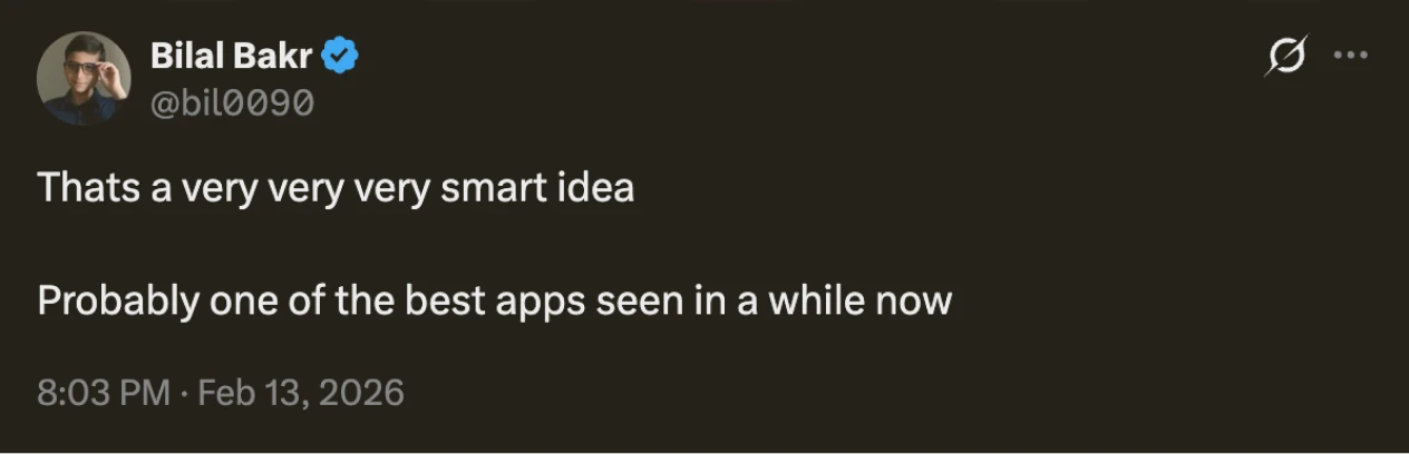 Tweet by Bilal Bakr calling Lobster a very smart idea